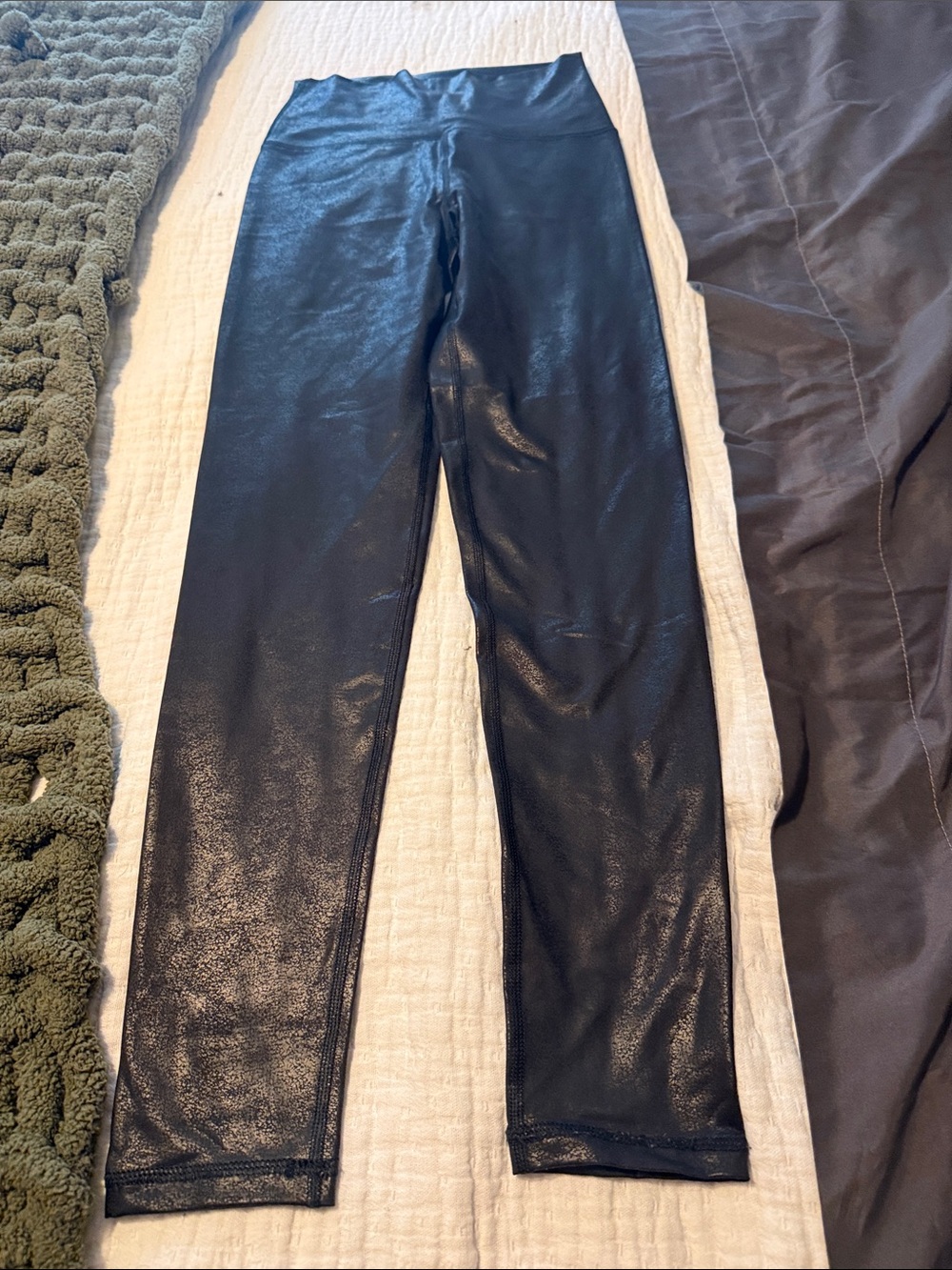 aerie Shimmery Black Faux-Leather High-Waist Jeggings